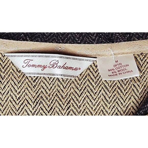 Tommy Bahama Women's Hooded Jacket Wool Blend Herringbone Knit Tan Medium - Picture 6 of 6